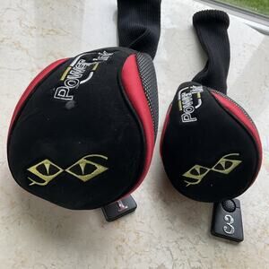 Snake Eyes Power Link 1 Driver & 3 wood Golf Head Covers Black Red Gold FLAWS